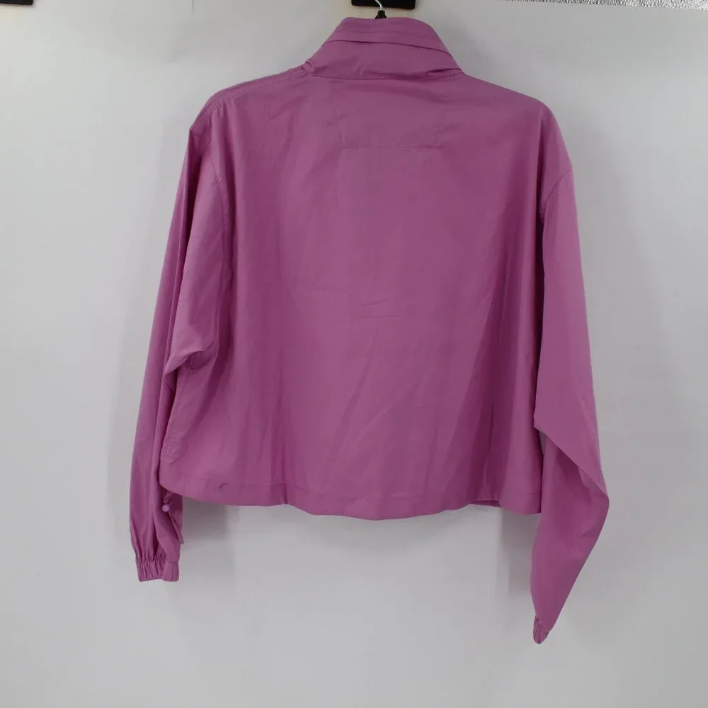Girlfriend collective windbreaker jacket women's small zip up crop pink hooded - Picture 8 of 15